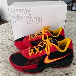 Nike G.T. Cut 34 Custom Yellow, Red and Black Sneakers. Size 8.5.